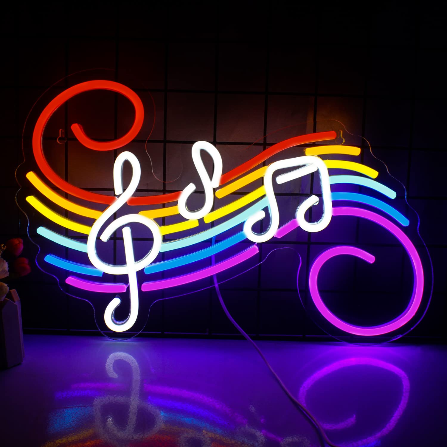 Neon Sign Party - Неоновая вывеска «Музыкальные ноты»: настраиваемая, разноцветная,