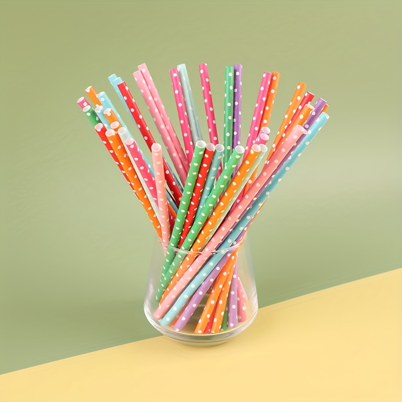 Paper Straw Color - 100 шт. красочные одноразовые бумажные соломинки,