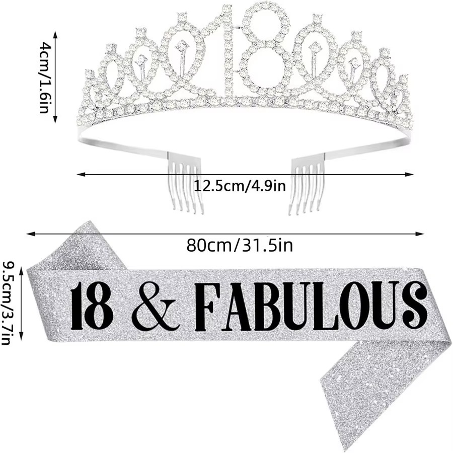 Блестящая серебристая корона-т – обзор и цена Birthday Sash Glitter